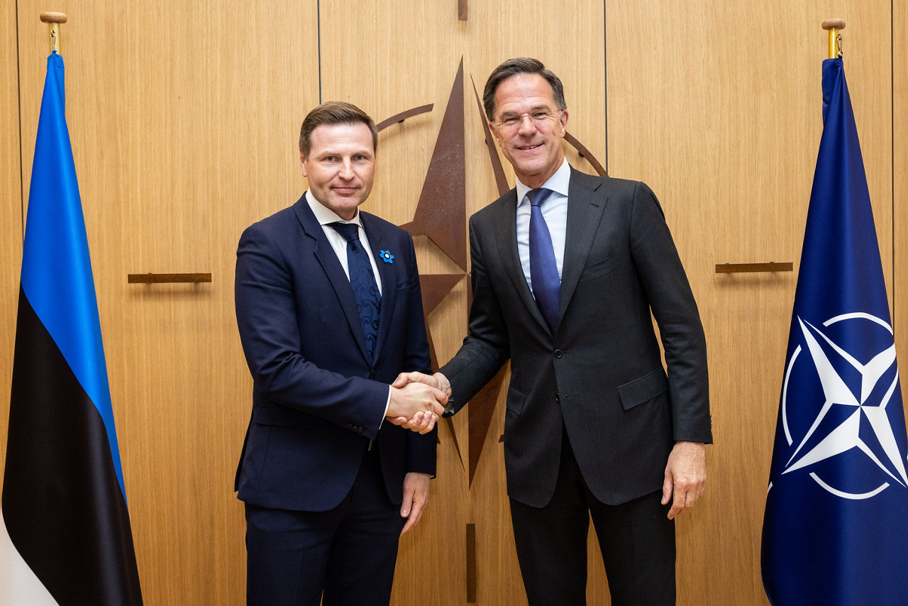 NATO Secretary General Mark Rutte meets with Hanno Pevkur (Minister of Defence, Estonia)