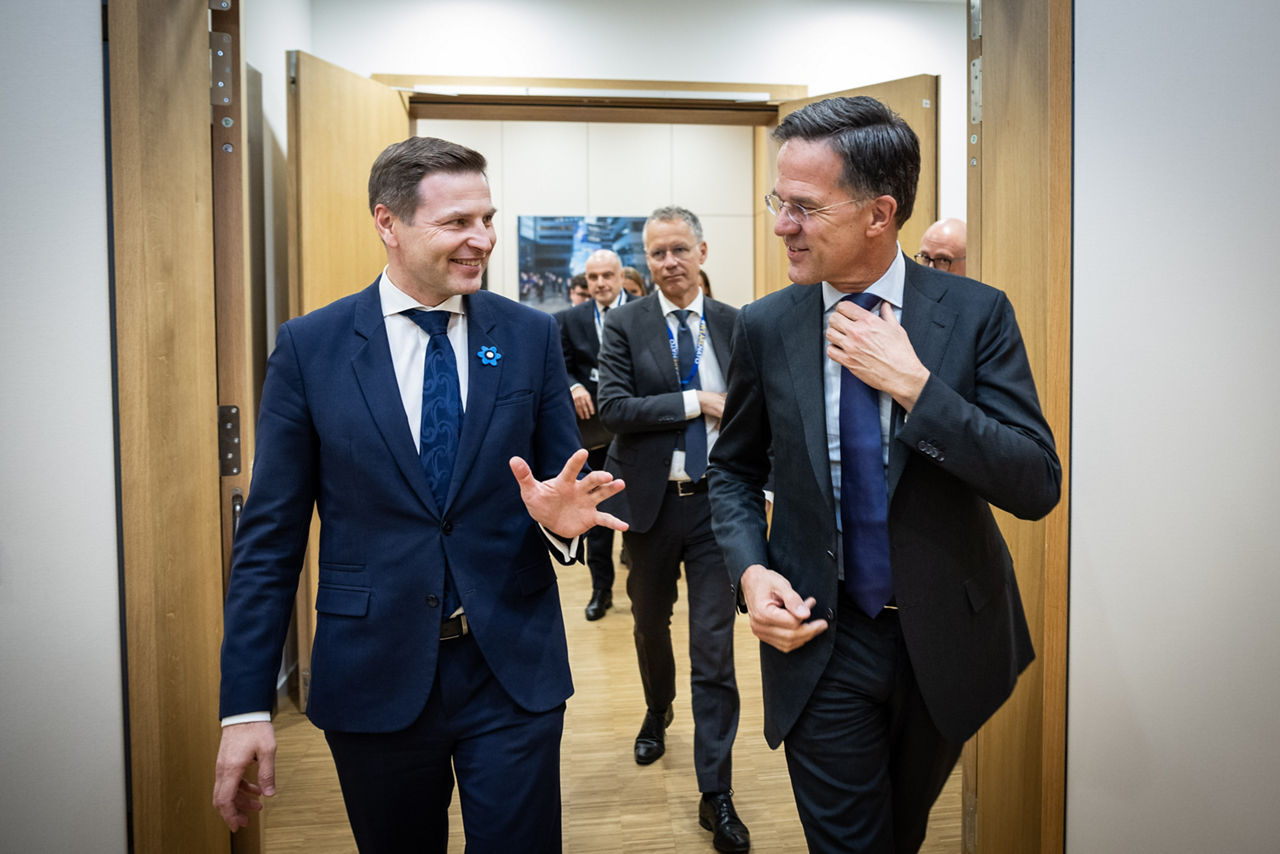 NATO Secretary General Mark Rutte meets with Hanno Pevkur (Minister of Defence, Estonia)