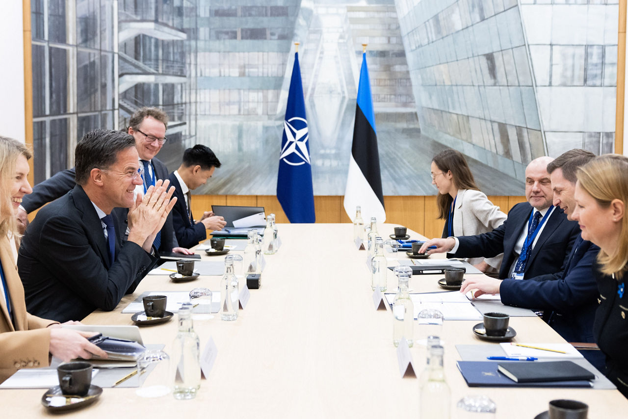 NATO Secretary General Mark Rutte meets with Hanno Pevkur (Minister of Defence, Estonia)