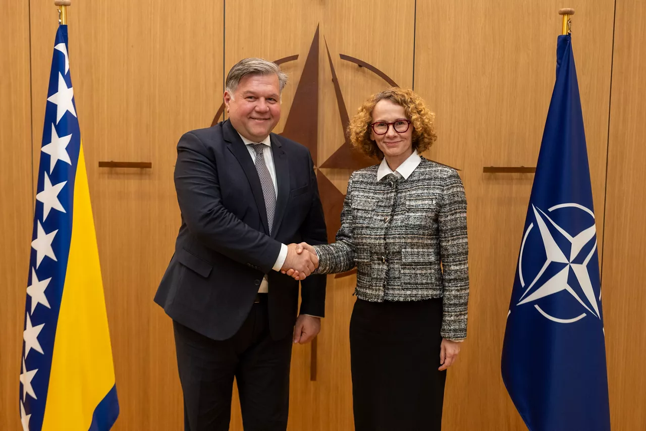NATO Deputy Secretary General Radmila Shekerinska and Deputy Minister of Foreign Affairs of Bosnia and Herzegovina and Chairman of the Commission for Cooperation with NATO, Josip Brkić