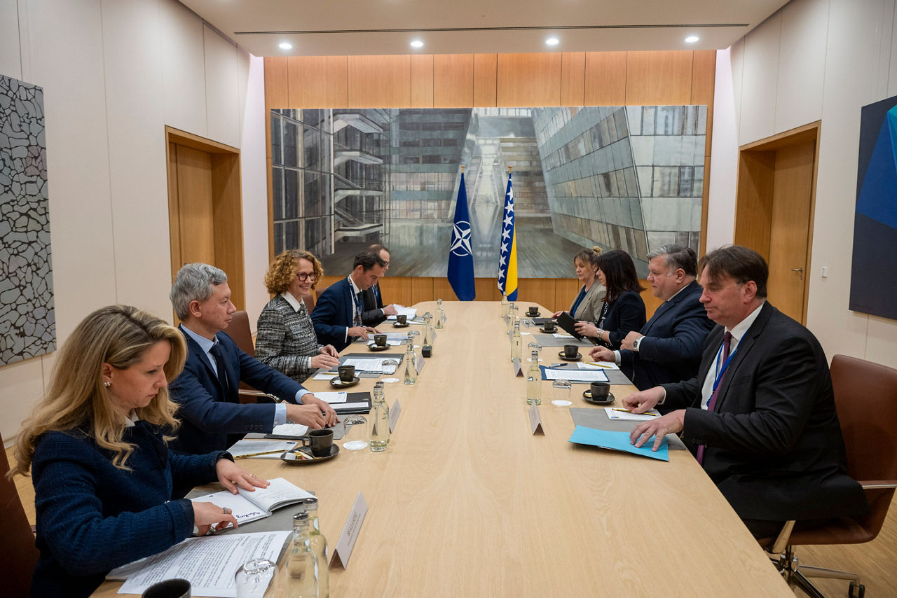 NATO Deputy Secretary General Radmila Shekerinska and Deputy Minister of Foreign Affairs of Bosnia and Herzegovina and Chairman of the Commission for Cooperation with NATO, Josip Brkić