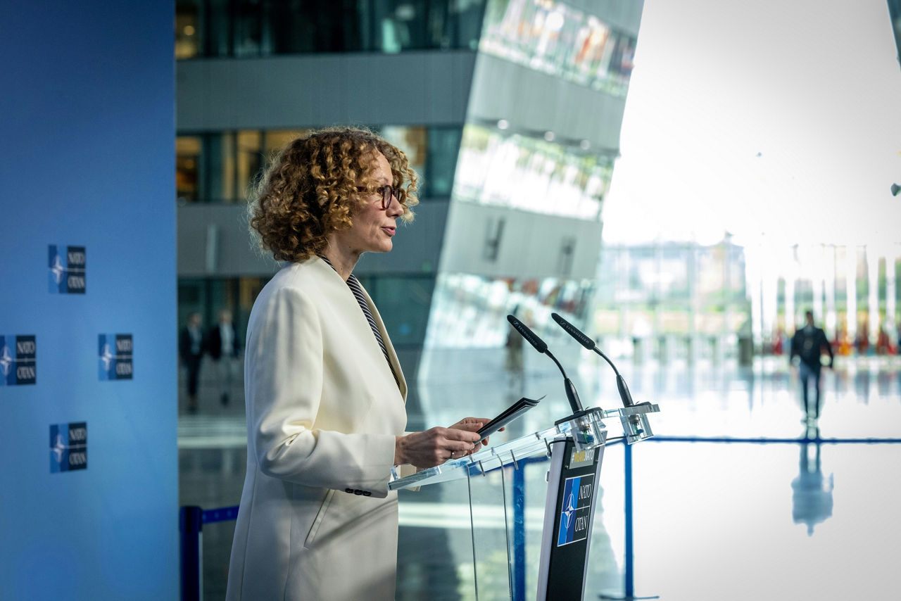 NATO Deputy Secretary General, Radmila Shekerinska hosts the Chair and members of the Tripartite Presidency of Bosnia and Herzegovina, Željka Cvijanović, Željko Komšić, and Denis Bećirović, at NATO Headquarters