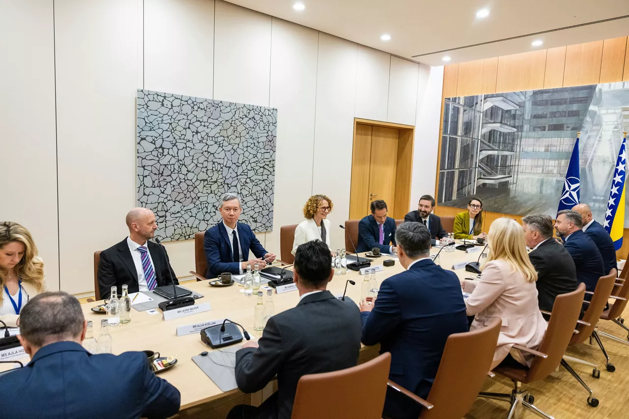 NATO Deputy Secretary General, Radmila Shekerinska hosts the Chair and members of the Tripartite Presidency of Bosnia and Herzegovina, Željka Cvijanović, Željko Komšić, and Denis Bećirović, at NATO Headquarters