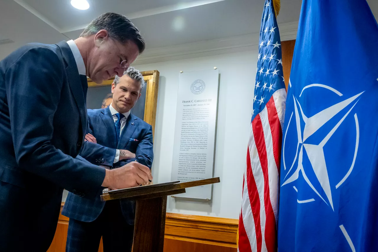 NATO Secretary General Mark Rutte meets with US Secretary of Defense, Pete Hegseth