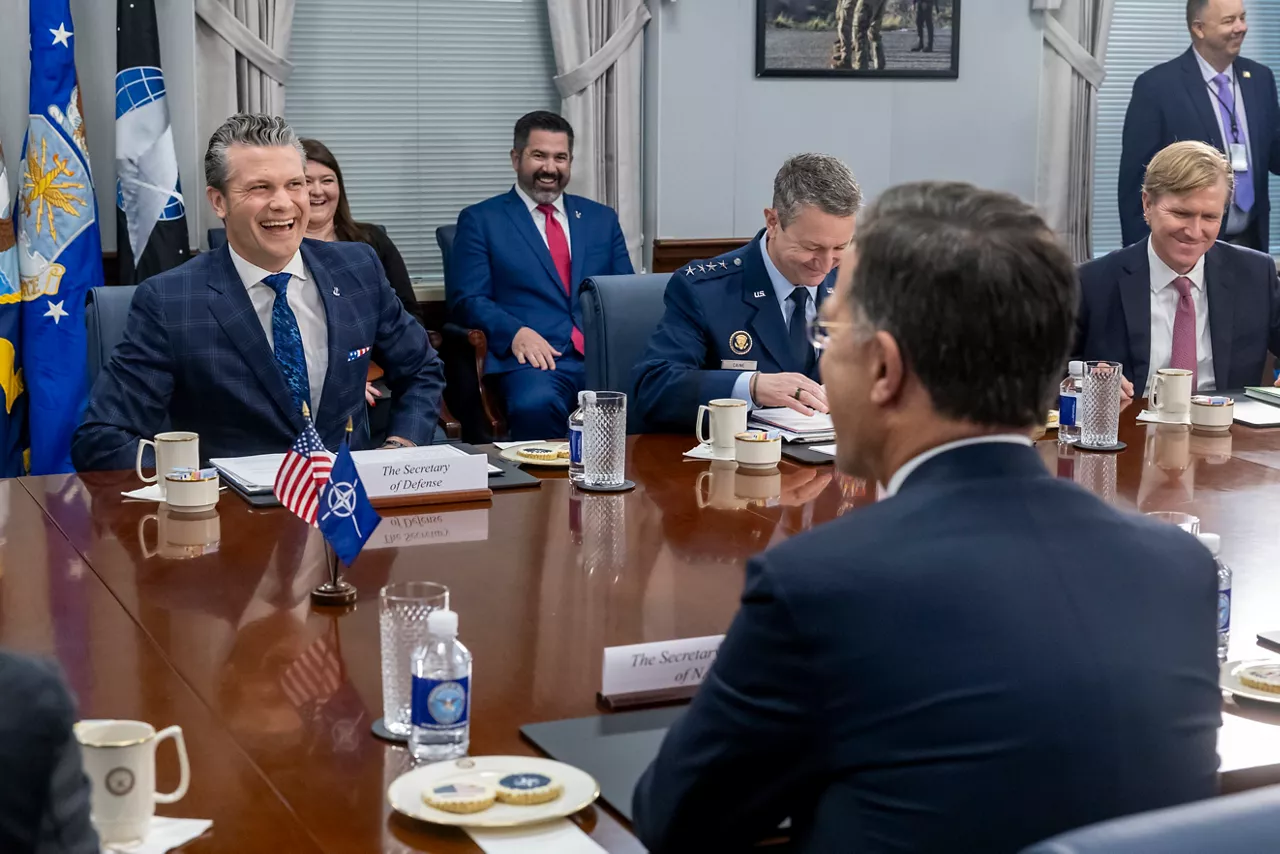 NATO Secretary General Mark Rutte meets with US Secretary of Defense, Pete Hegseth