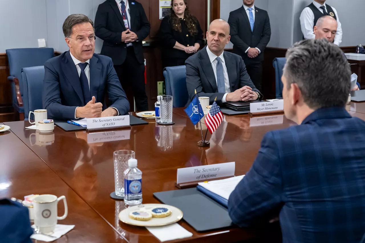 NATO Secretary General Mark Rutte meets with US Secretary of Defense, Pete Hegseth