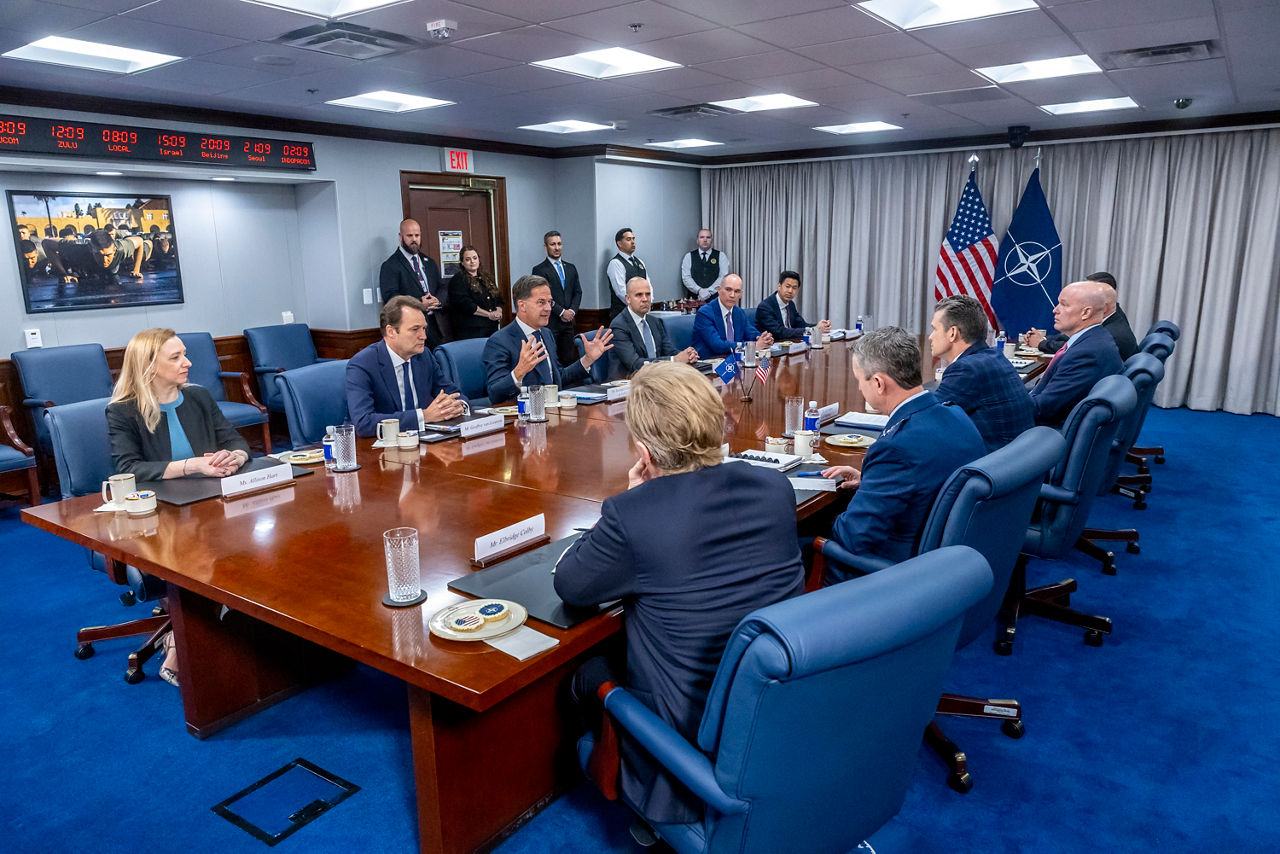 NATO Secretary General Mark Rutte meets with US Secretary of Defense, Pete Hegseth