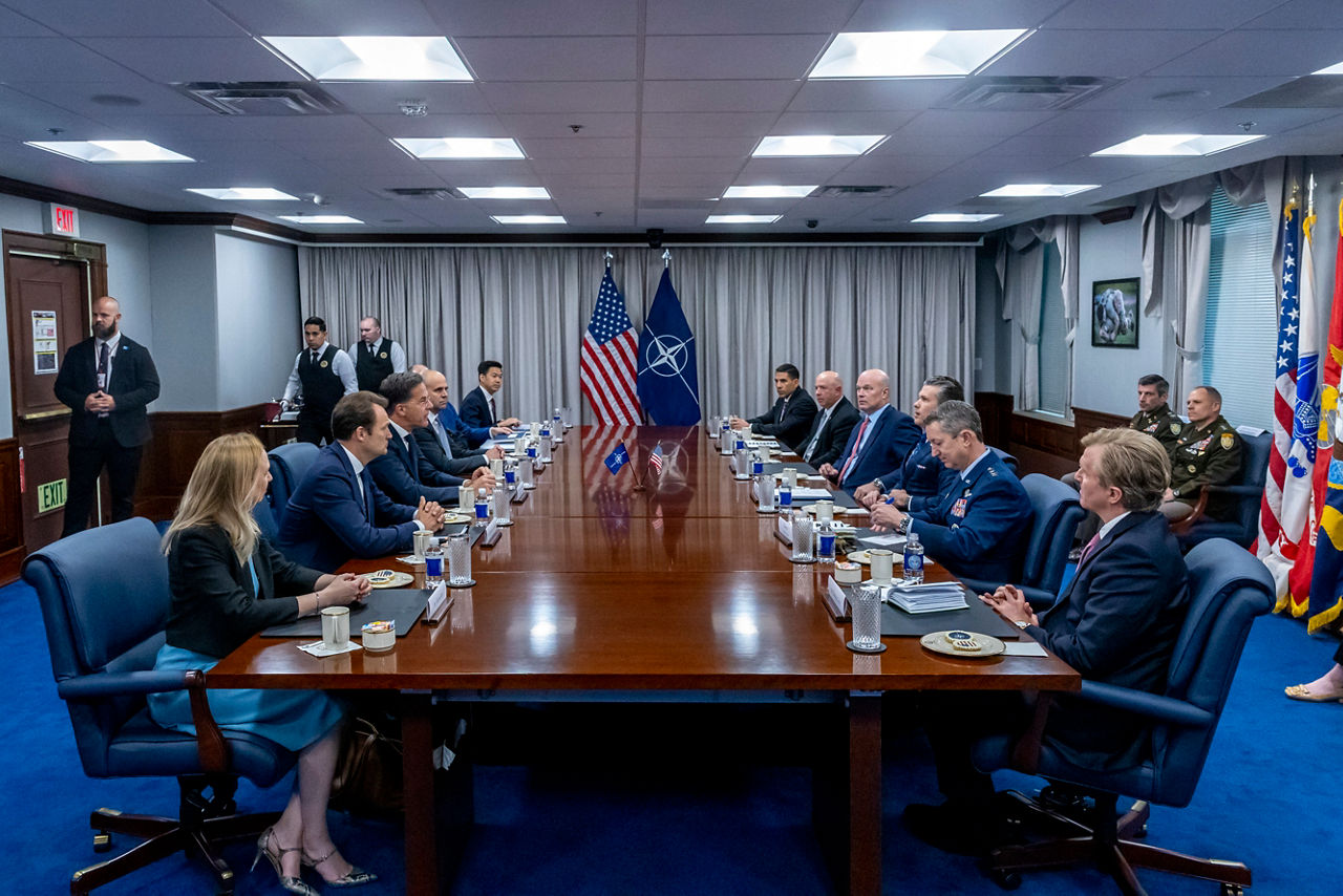NATO Secretary General Mark Rutte meets with US Secretary of Defense, Pete Hegseth