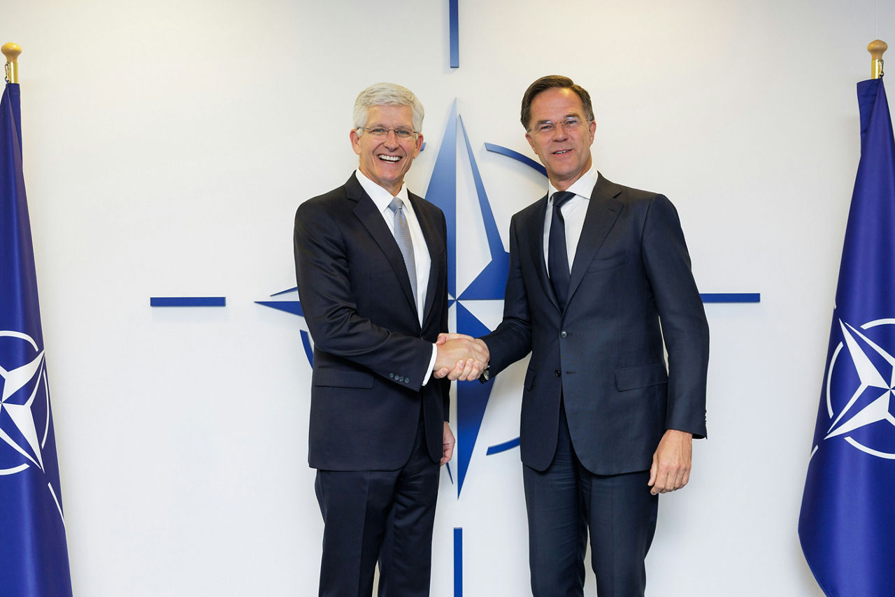 NATO Secretary General Mark Rutte meets with Steve O’Bryan, President for Northrop Grumman International