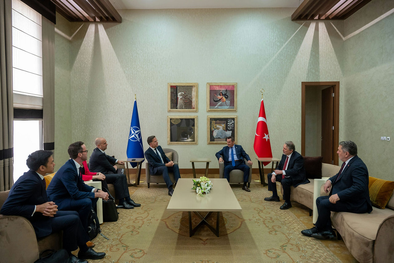 NATO Secretary General Mark Rutte meets Basat Öztürk, former Permanent Representative of Türkiye to NATO and Osman Aşkın Bak, Minister of Youth and Sports