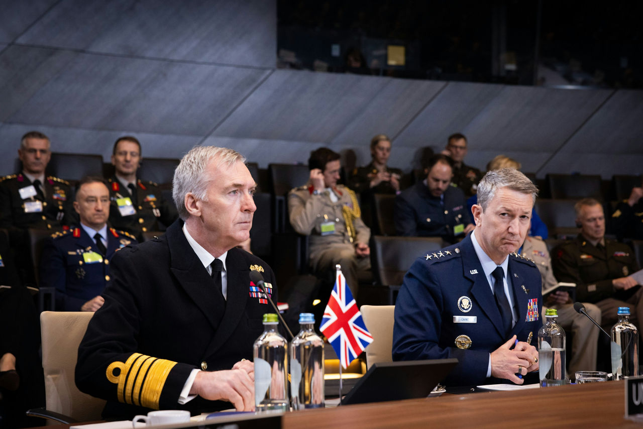 Left to Right: The NATO Chief of Defence of the United Kingdom, Admiral Sir Tony Radakin and the NATO Chief of Defence of the United States of America, General Dan Caine