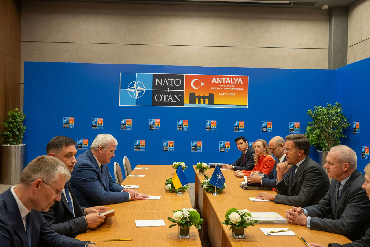 NATO Secretary General Mark Rutte meets with the Minister of Foreign Affairs of Ukraine, Andrii Ivanovych Sybiha