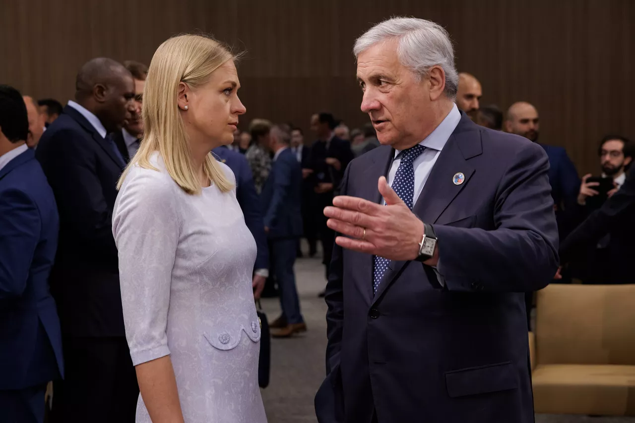 Elina Valtonen (Minister of Foreign Affairs, Finland) and Antonio Tajani (Minister of Foreign Affairs, Italy)