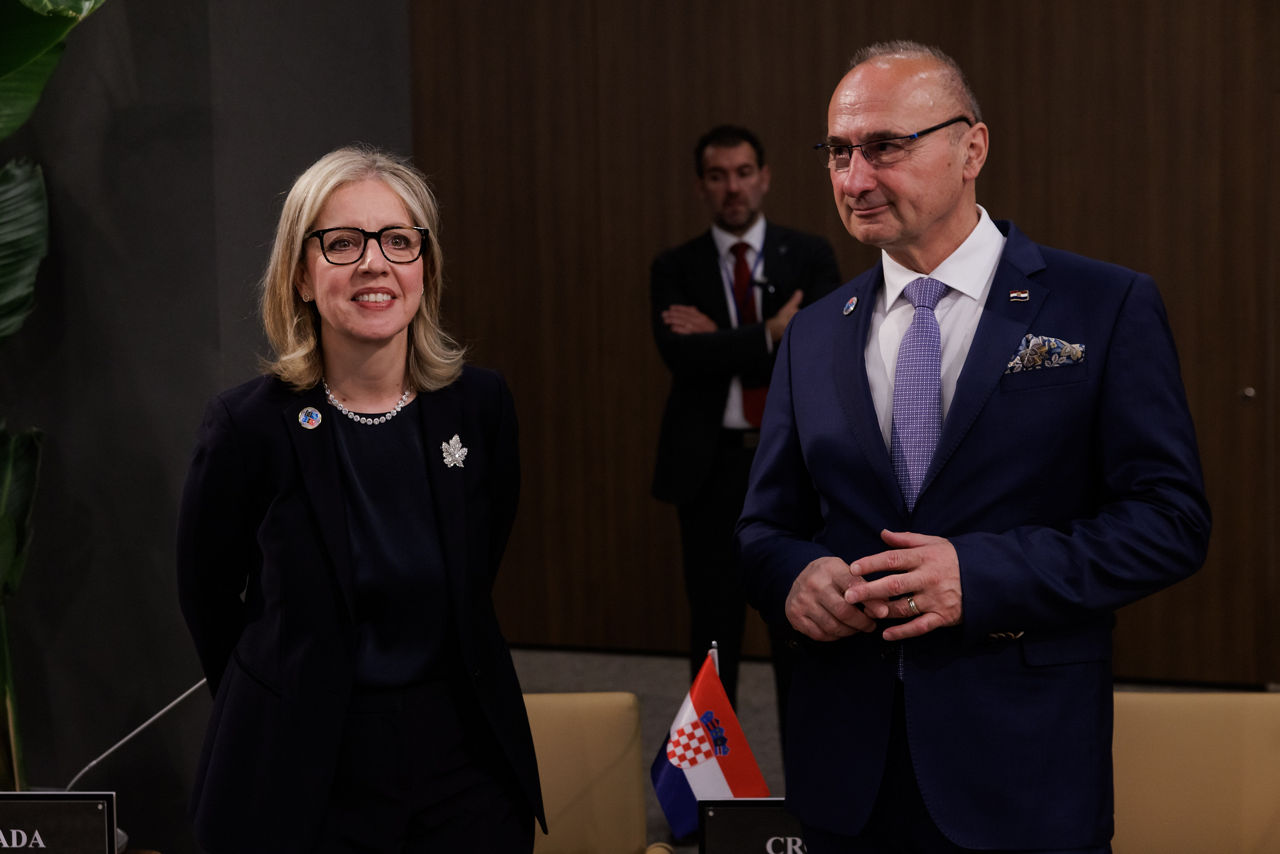 Heidi Hulan  (NATO Permanent Representative, Canada) and Gordan Grlić Radman (Minister of Foreign Affairs, Croatia)