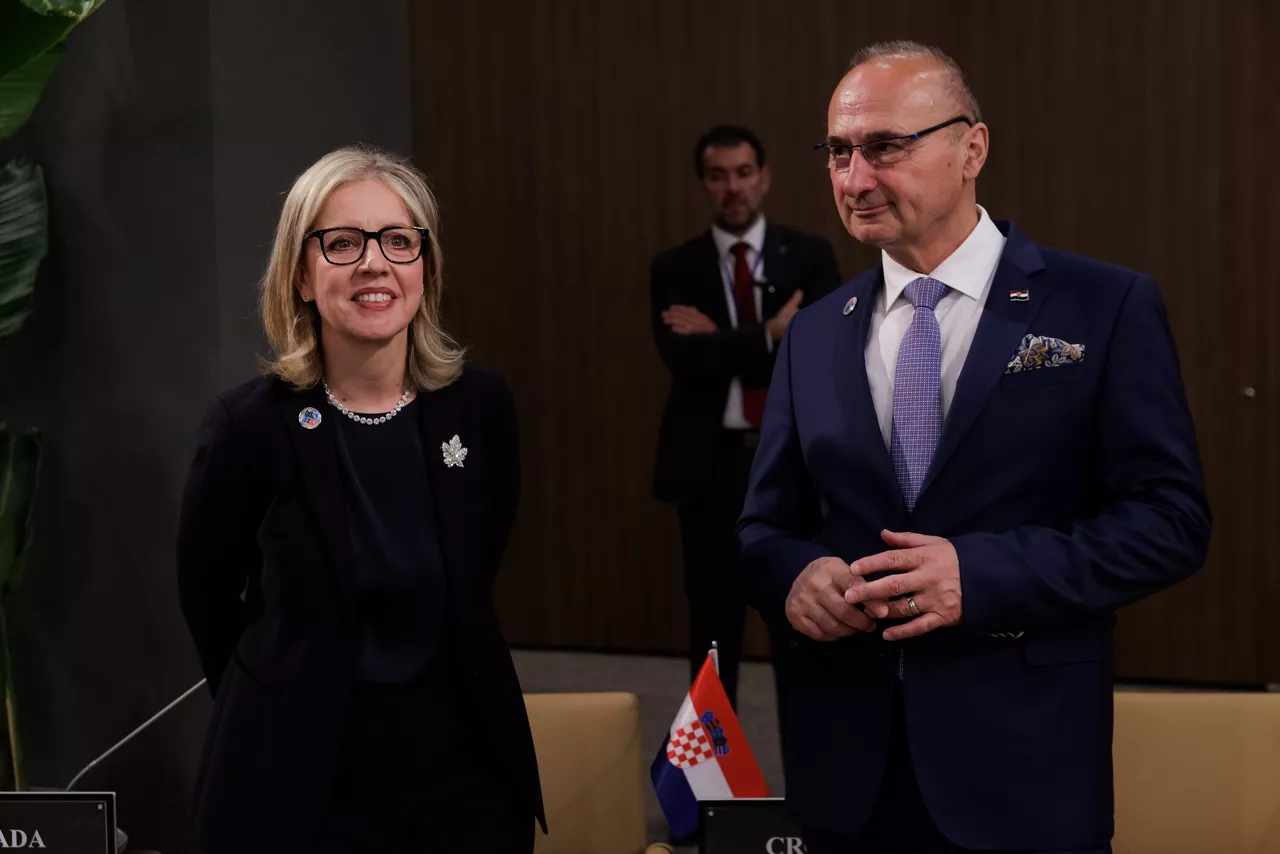 Heidi Hulan  (NATO Permanent Representative, Canada) and Gordan Grlić Radman (Minister of Foreign Affairs, Croatia)