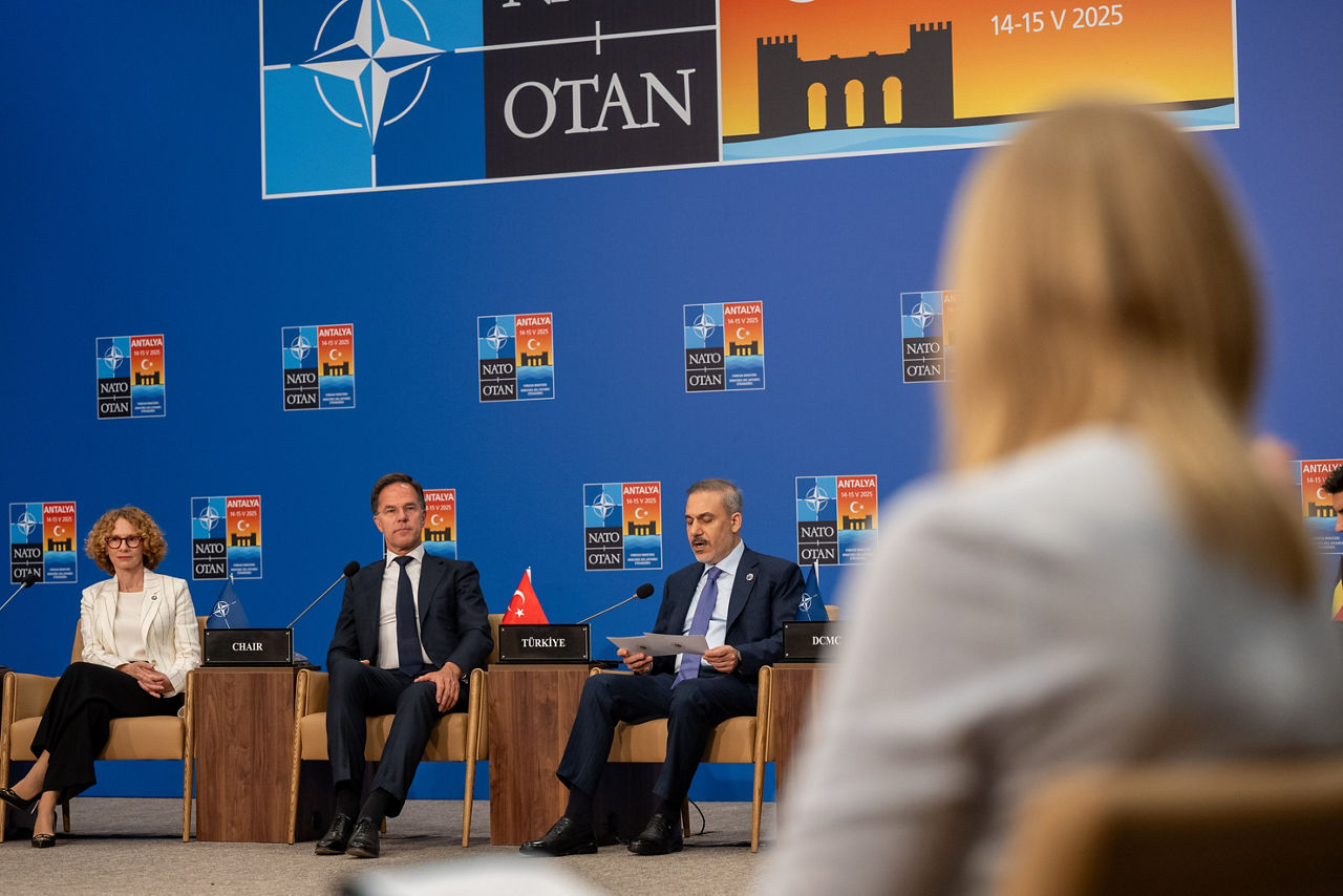 NATO Deputy Secretary General Radmila Shekerinska, NATO Secretary General Mark Rutte and Hakan Fidan (Minister of Foreign Affairs, Türkiye)