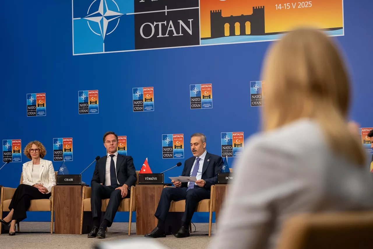 NATO Deputy Secretary General Radmila Shekerinska, NATO Secretary General Mark Rutte and Hakan Fidan (Minister of Foreign Affairs, Türkiye)