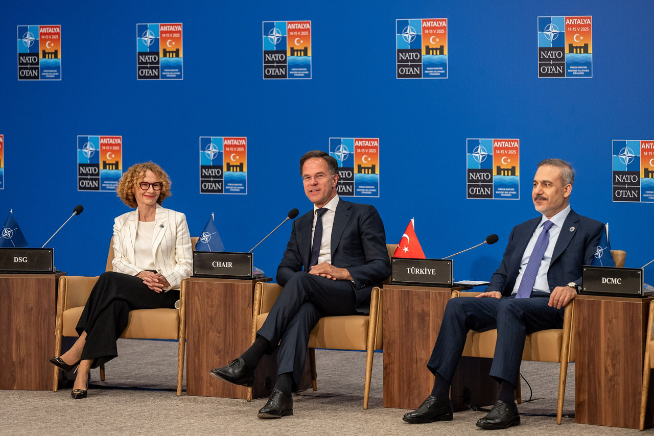 NATO Deputy Secretary General Radmila Shekerinska, NATO Secretary General Mark Rutte and Hakan Fidan (Minister of Foreign Affairs, Türkiye)