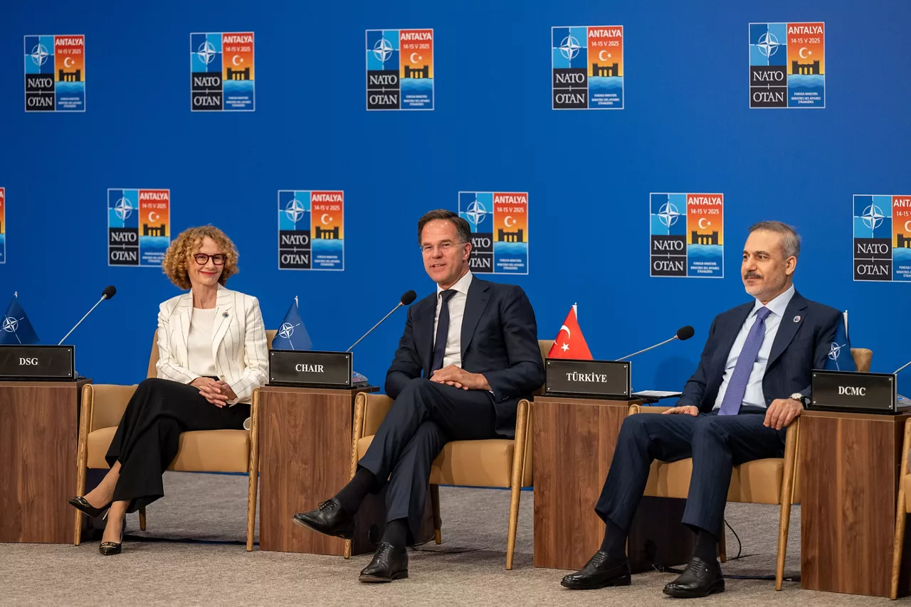NATO Deputy Secretary General Radmila Shekerinska, NATO Secretary General Mark Rutte and Hakan Fidan (Minister of Foreign Affairs, Türkiye)