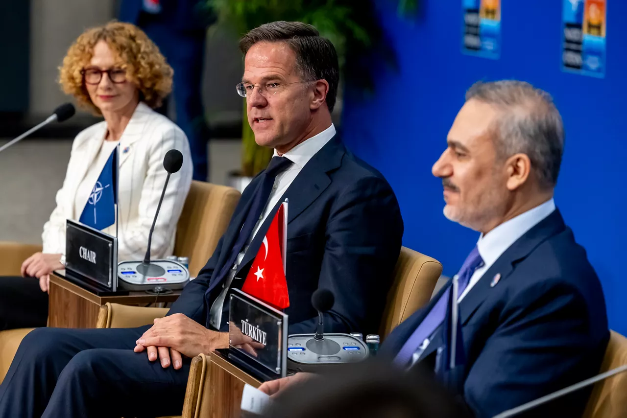 NATO Deputy Secretary General Radmila Shekerinska, NATO Secretary General Mark Rutte and Hakan Fidan (Minister of Foreign Affairs, Türkiye)