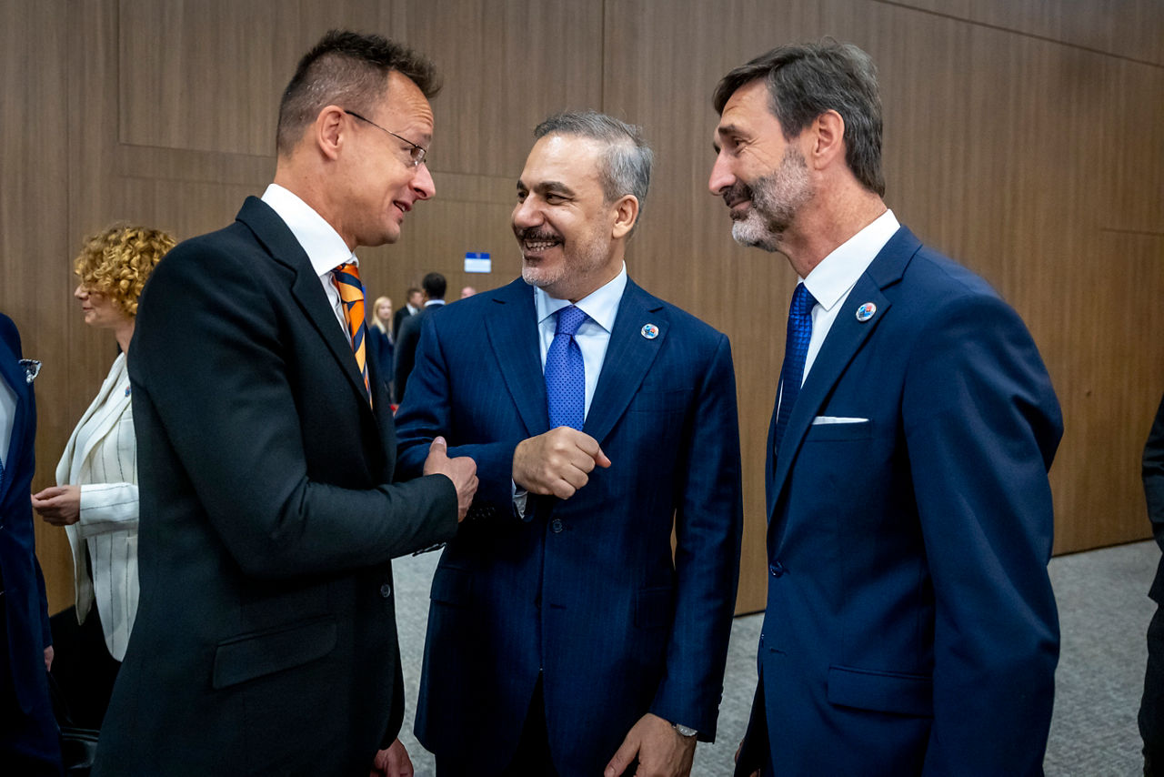 Péter Szijjártó (Minister of Foreign Affairs, Hungary), Hakan Fidan (Minister of Foreign Affairs, Türkiye) and Juraj Blanár (Minister of Foreign Affairs, Slovak Republic)