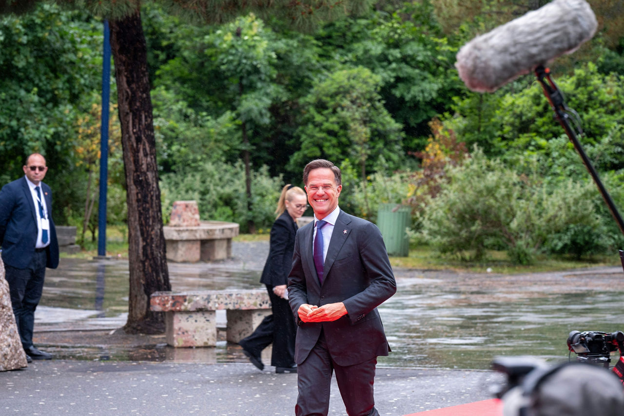 NATO Secretary General Mark Rutte arrives at the meeting of the European Political Community 