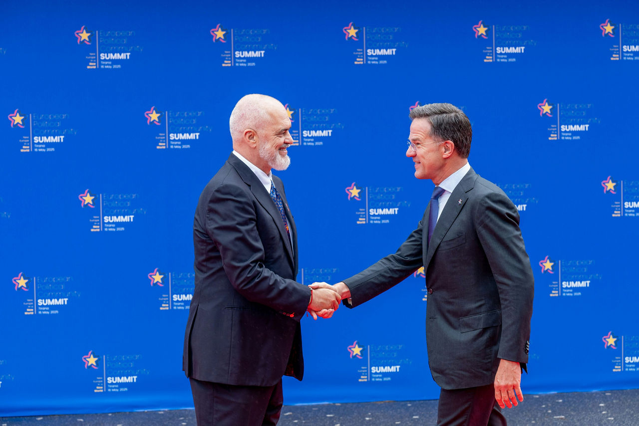 NATO Secretary General Mark Rutte arrives at the meeting of the European Political Community 