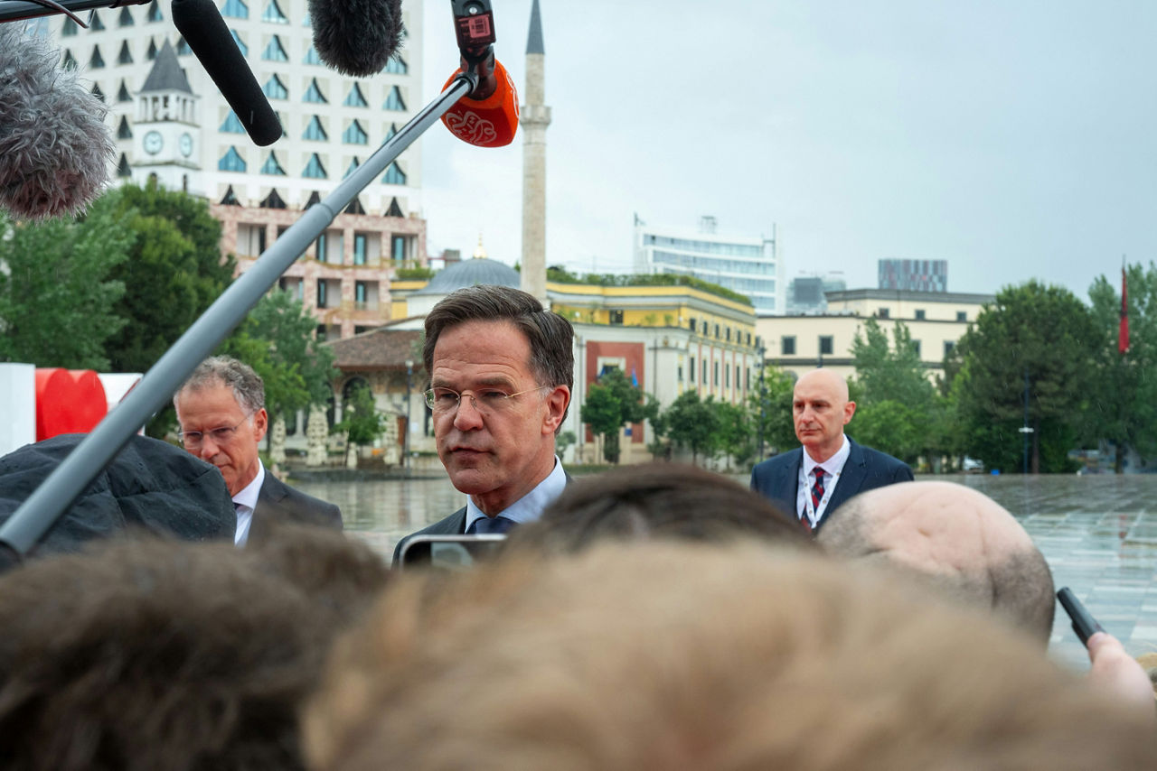 NATO Secretary General Mark Rutte arrives at the meeting of the European Political Community 