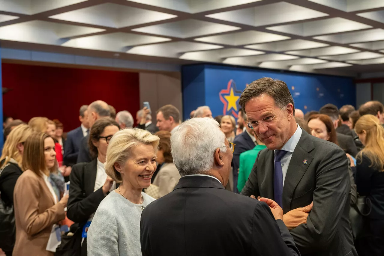 Ursula von der Leyen (President, European Commission), António Costa (President, European Council) and NATO Secretary General Mark Rutte 
