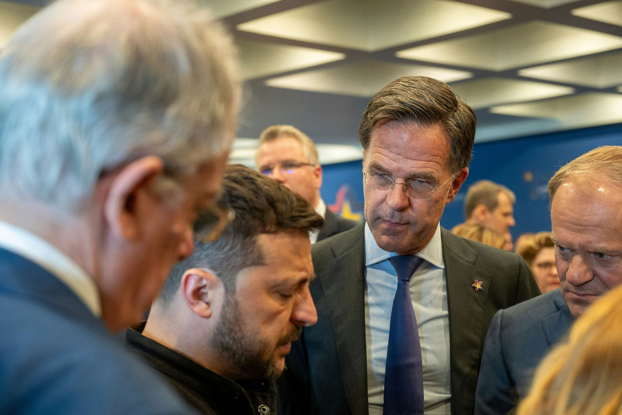 Volodymyr Zelenskyy (President, Ukraine), NATO Secretary General Mark Rutte and Donald Tusk (Prime Minister, Poland) 