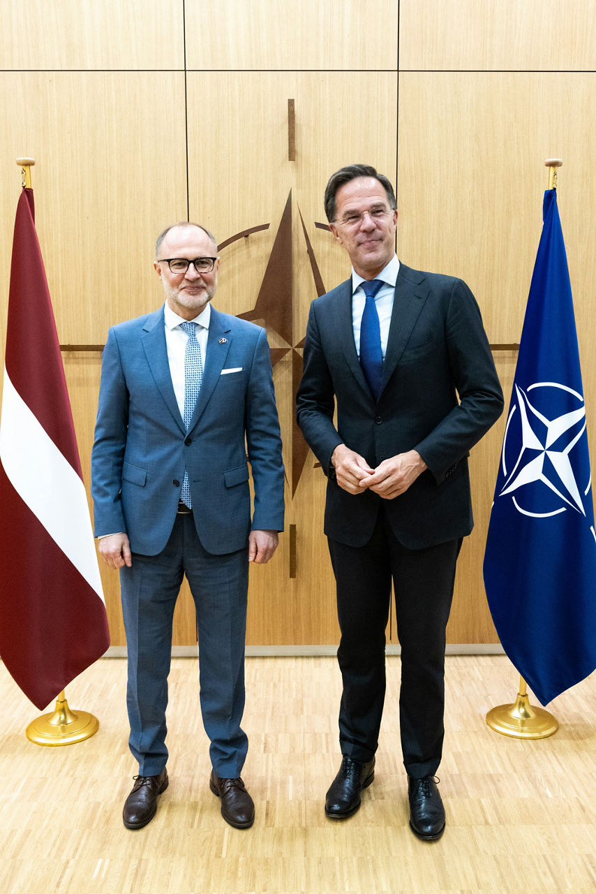 NATO Secretary General Mark Rutte meets with Andris Sprūds, Minister of Defence of Latvia