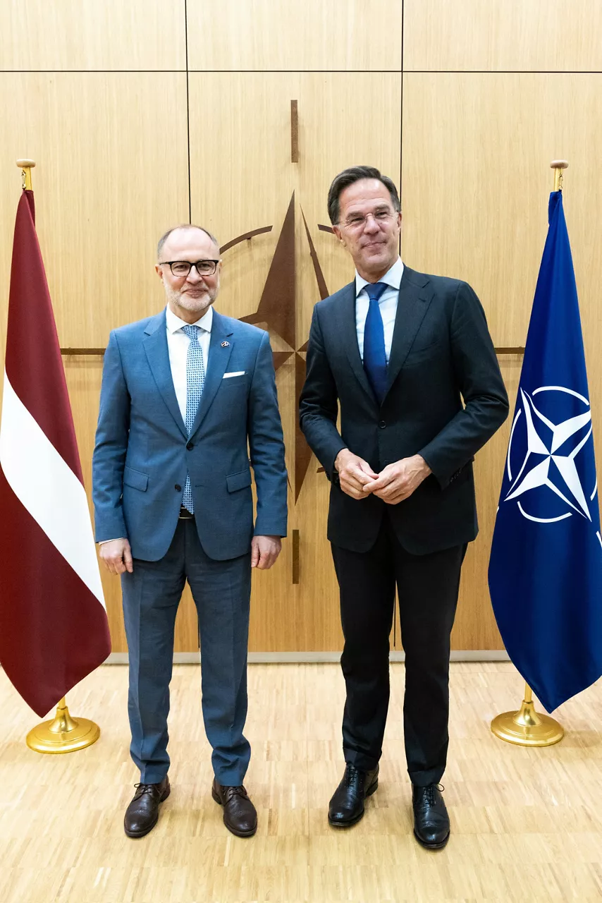NATO Secretary General Mark Rutte meets with Andris Sprūds, Minister of Defence of Latvia