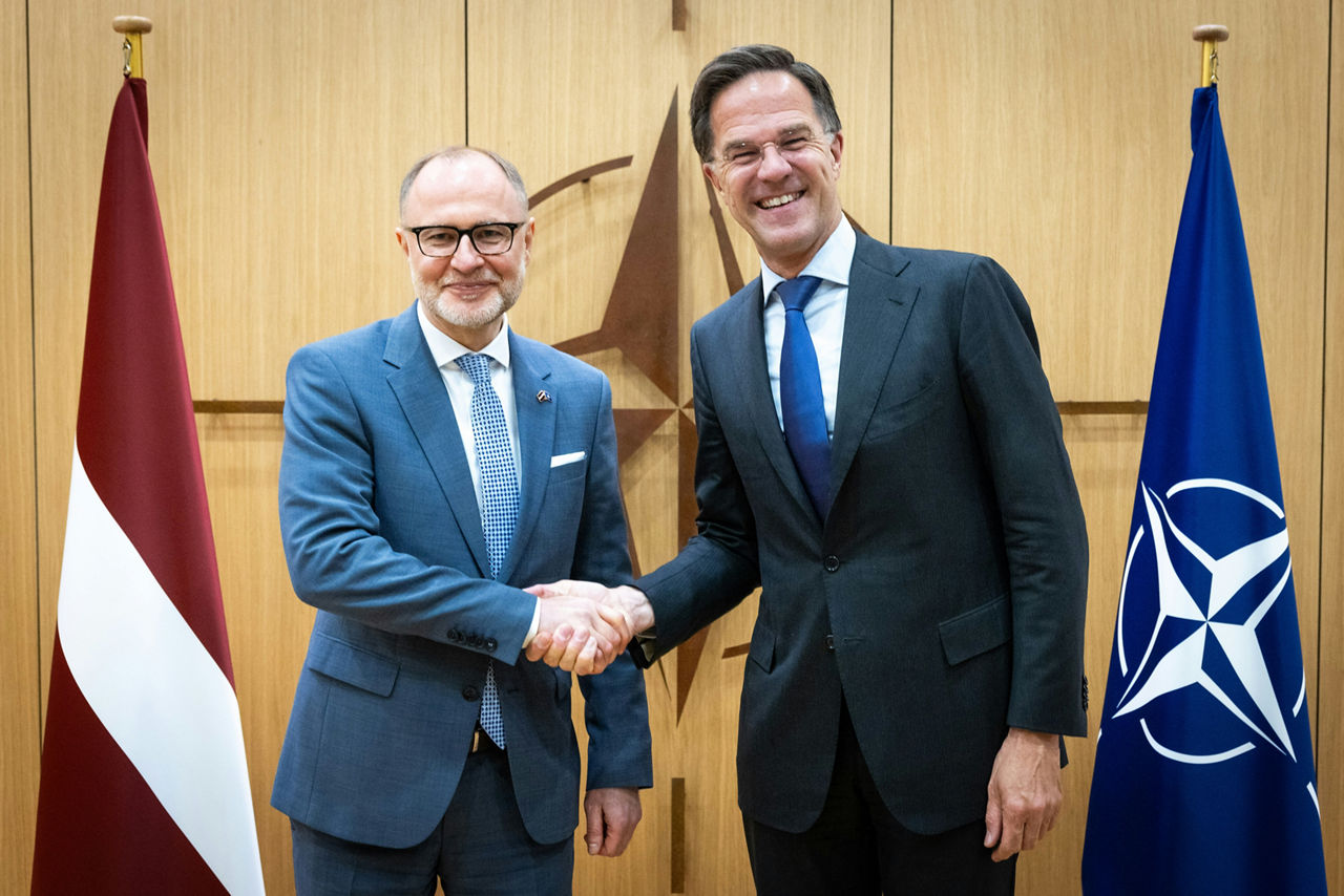 NATO Secretary General Mark Rutte meets with Andris Sprūds, Minister of Defence of Latvia
