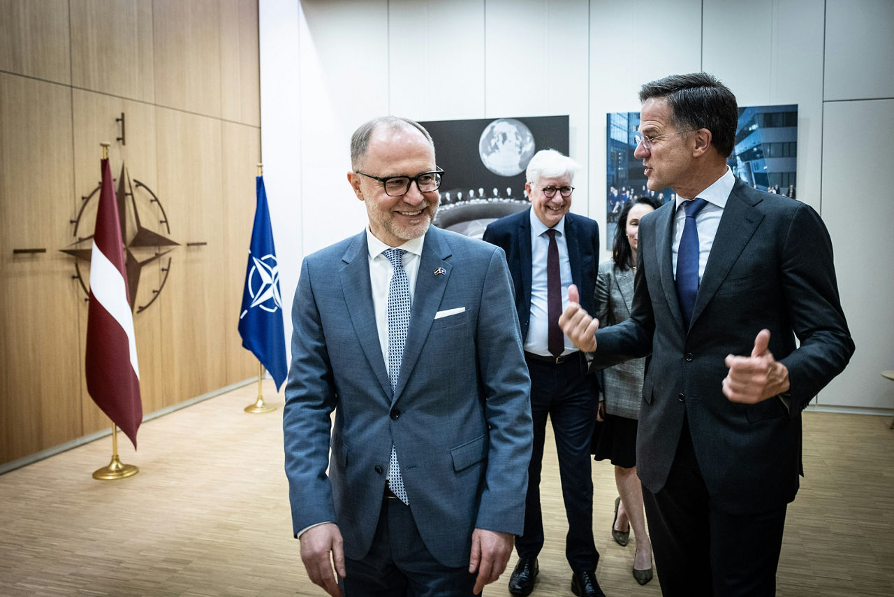 NATO Secretary General Mark Rutte meets with Andris Sprūds, Minister of Defence of Latvia