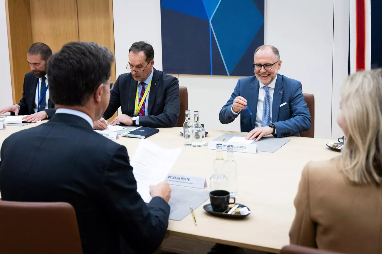 NATO Secretary General Mark Rutte meets with Andris Sprūds, Minister of Defence of Latvia