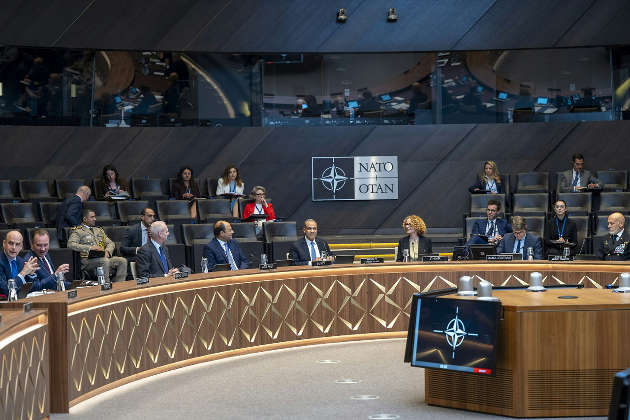 H.E. Badr Abdelatty, Minister of Foreign Affairs of the Arab Republic of Egypt participates in the North Atlantic Council (NAC)
