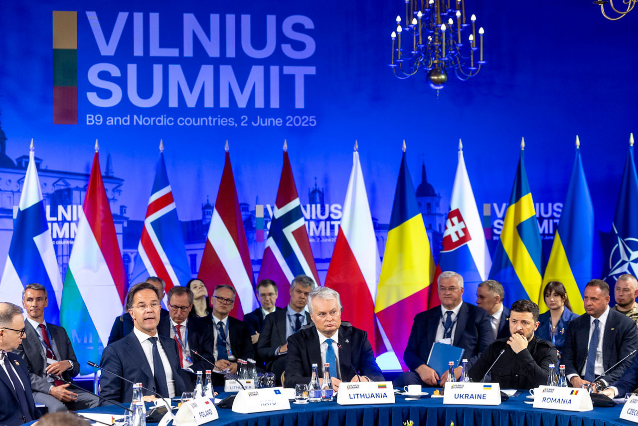 NATO Secretary General Mark Rutte, the President of Lithuania, Gitanas Nausėda and the President of Ukraine, Volodymyr Zelenskyy