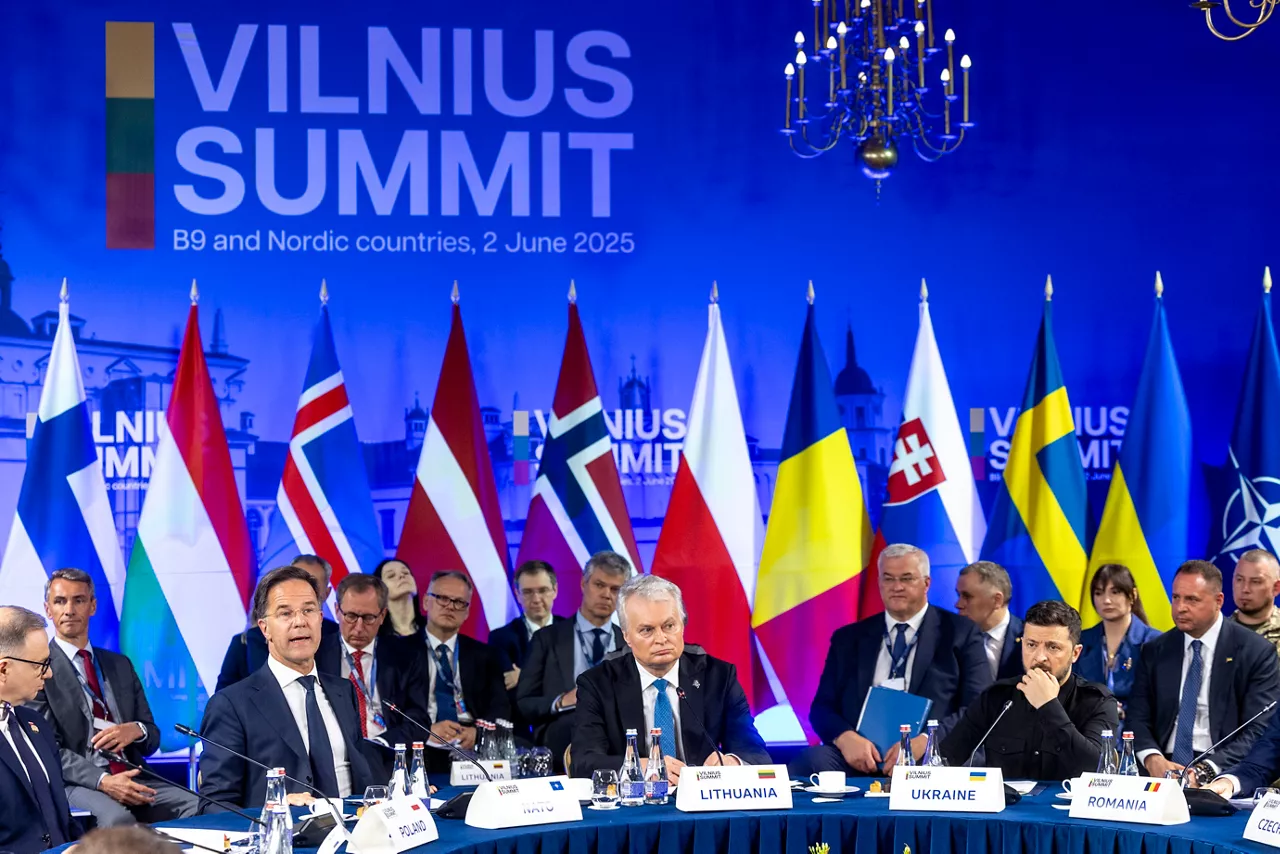 NATO Secretary General Mark Rutte, the President of Lithuania, Gitanas Nausėda and the President of Ukraine, Volodymyr Zelenskyy