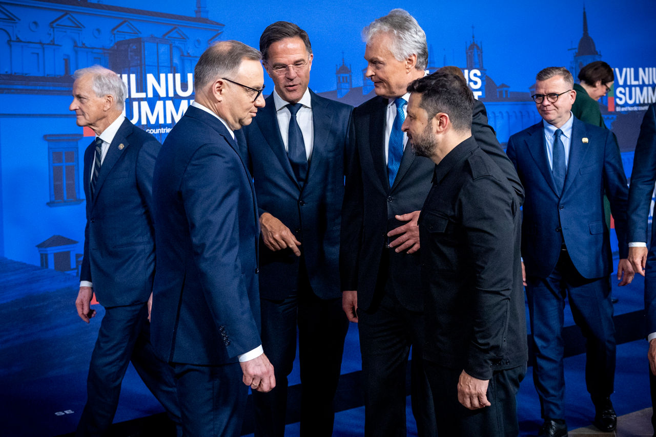 The President of Poland, Andrzej Duda, NATO Secretary General Mark Rutte, the President of Lithuania, Gitanas Nausėda and the President of Ukraine, Volodymyr Zelenskyy