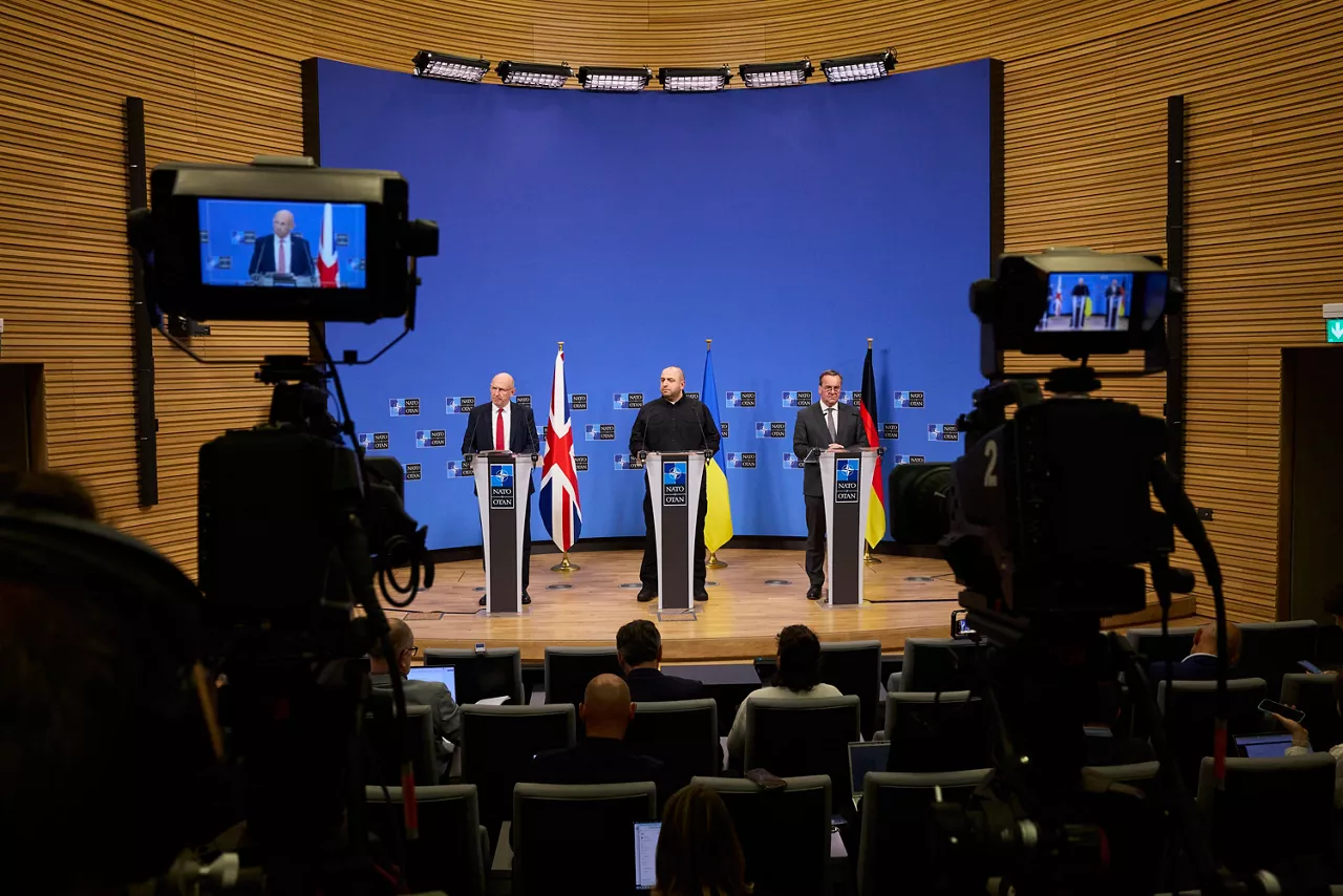 Joint press conference by Boris Pistorius, Minister of Defence of Germany, John Healey, Secretary of Defence of the United Kingdom and Rustem Umerov, Minister of Defence of Ukraine