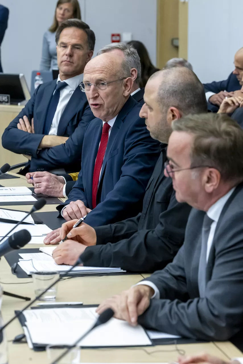 NATO Secretary General Mark Rutte, John Healey (Minister of Defence, United Kingdom), Rustem Umerov (Minister of Defence, Ukraine) and Boris Pistorius (Minister of Defence, Germany)