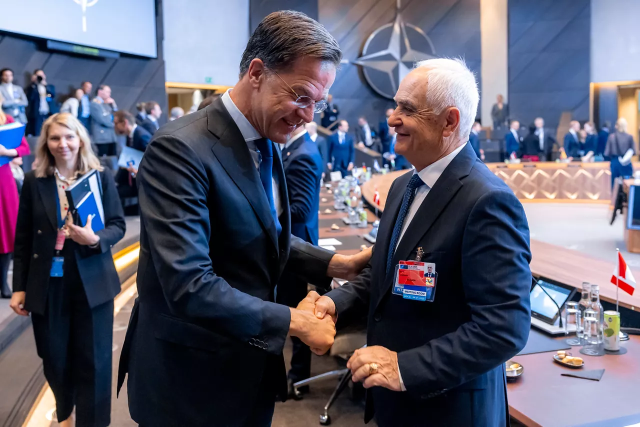 NATO Secretary General Mark Rutte with Atanas Zapryanov (Minister of Defence, Bulgaria)