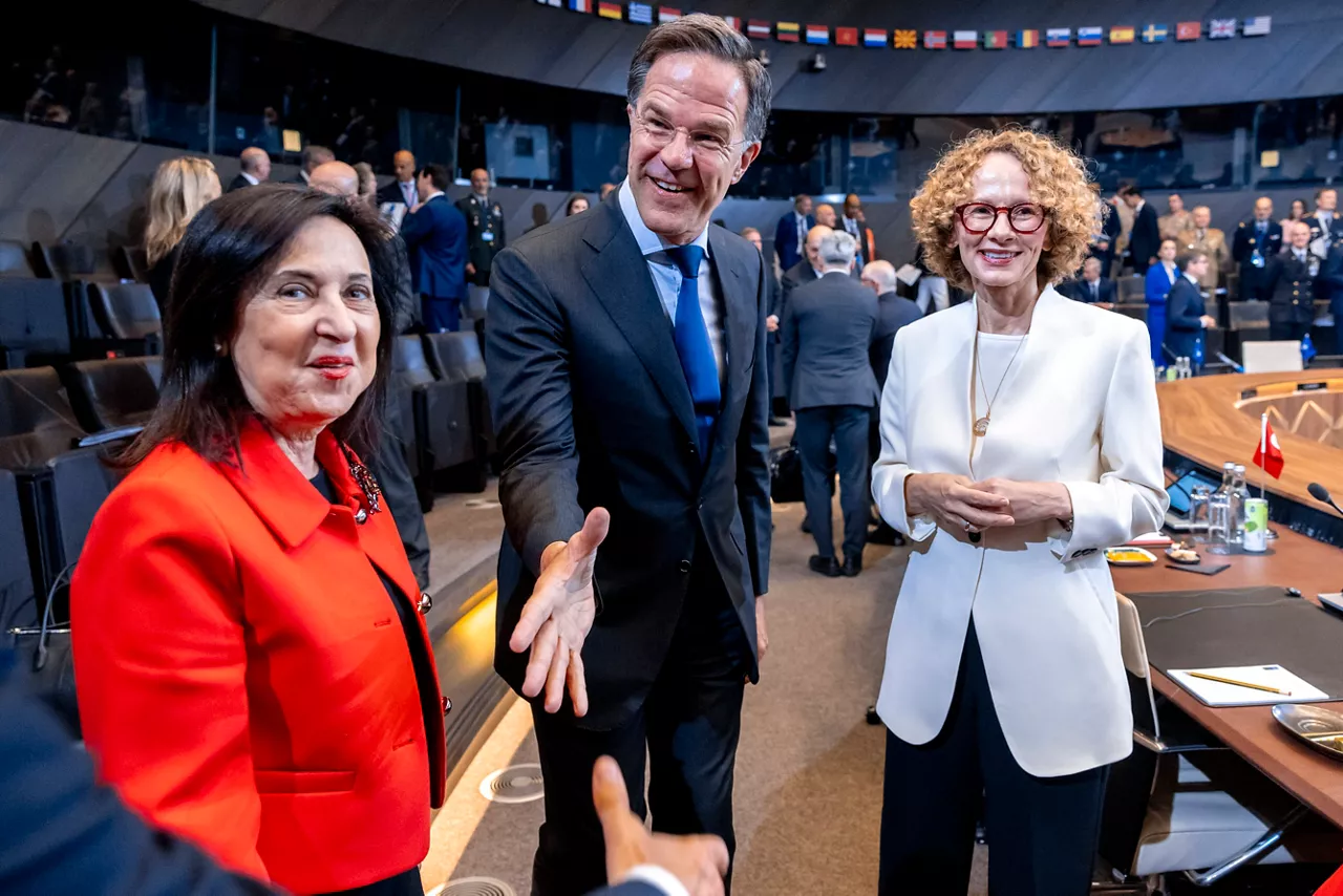 NATO Secretary General Mark Rutte with Margarita Robles (Minister of Defence, Spain) and NATO Deputy Secretary General Radmila Shekerinska