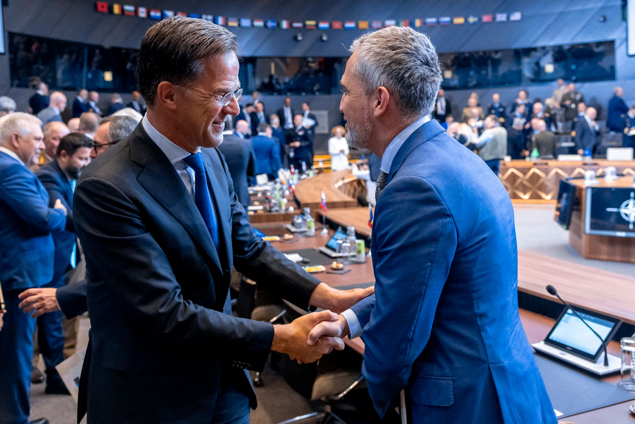 Left: NATO Secretary General Mark Rutte 