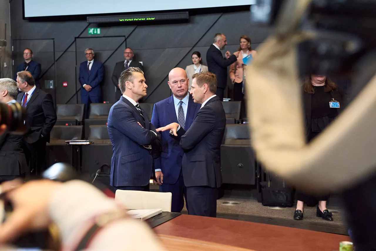 Pete Hegseth (US Secretary of Defense), 
Matthew Whitaker (Permanent Representative, United States) and Hanno Pevkur (Minister of Defence, Estonia)