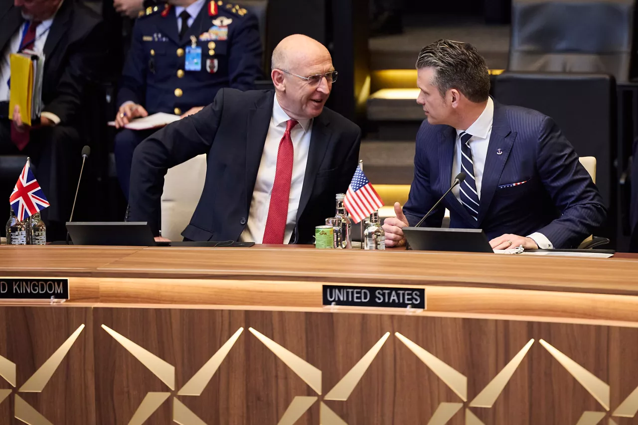John Healey (Minister of Defence, United Kingdom) and Pete Hegseth (US Secretary of Defense)