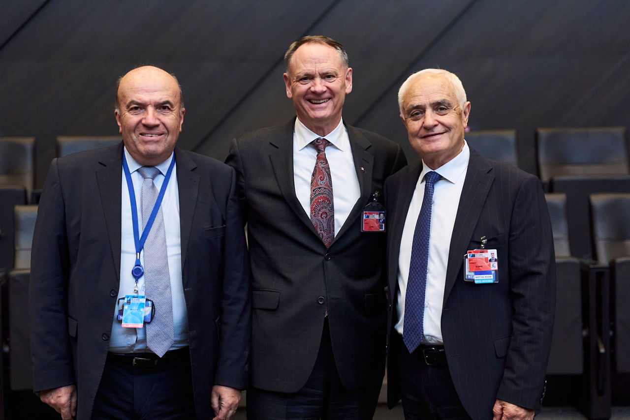 Nikolay Milkov (Permanent Representative, Bulgaria), David McGuinty (Minister of Defence, Canada) and Atanas Zapryanov (Minister of Defence, Bulgaria)