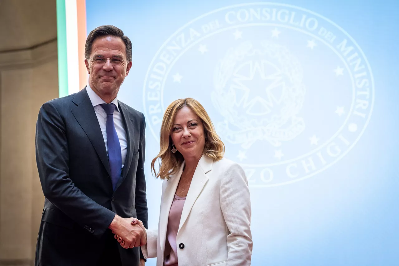 NATO Secretary General Mark Rutte meets with Giorgia Meloni, Prime Minister of Italy