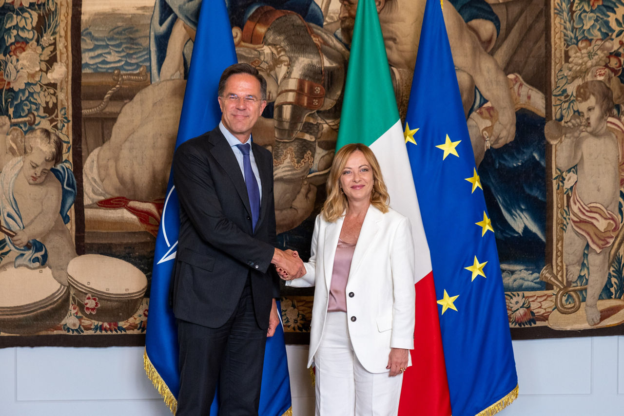NATO Secretary General Mark Rutte meets with Giorgia Meloni, Prime Minister of Italy