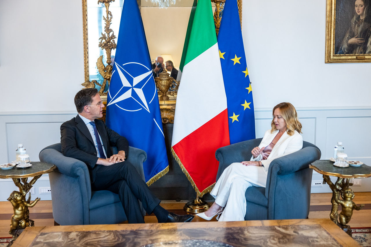 NATO Secretary General Mark Rutte meets with Giorgia Meloni, Prime Minister of Italy
